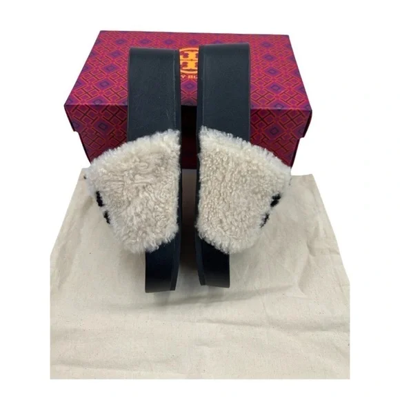 ✨ Tory Burch Faux-Shearling Double T Flatform Slides | NWT | Size 5 - Picture 10 of 15